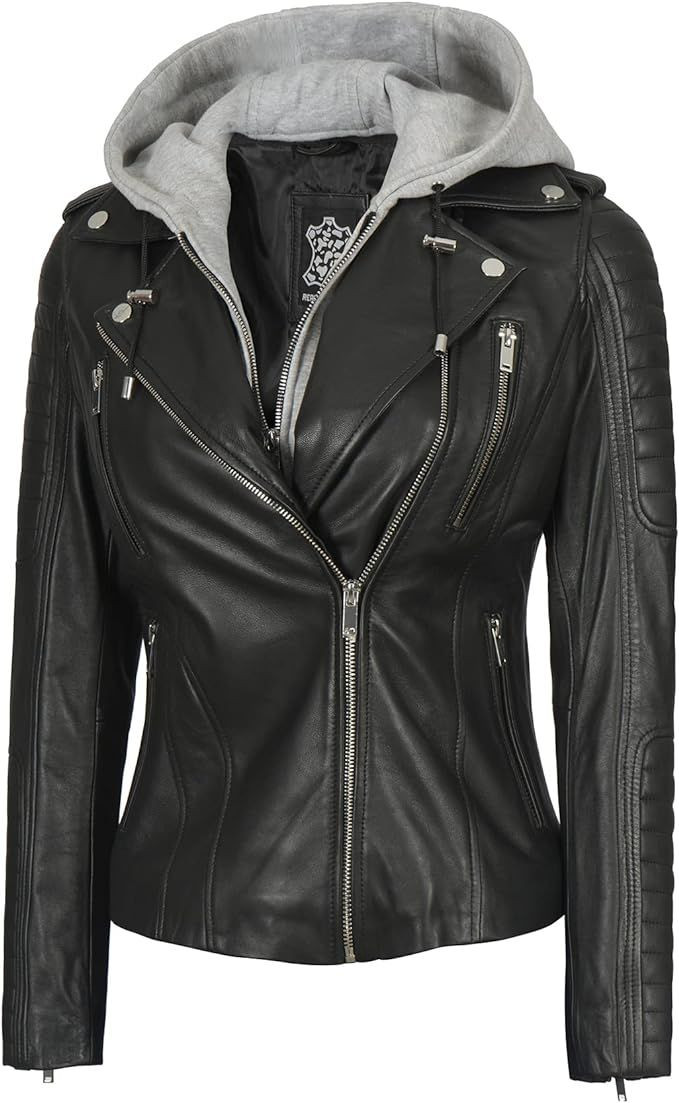 Womens Leather Hoodie jacket