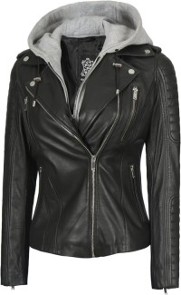 Womens Leather Hoodie jacket