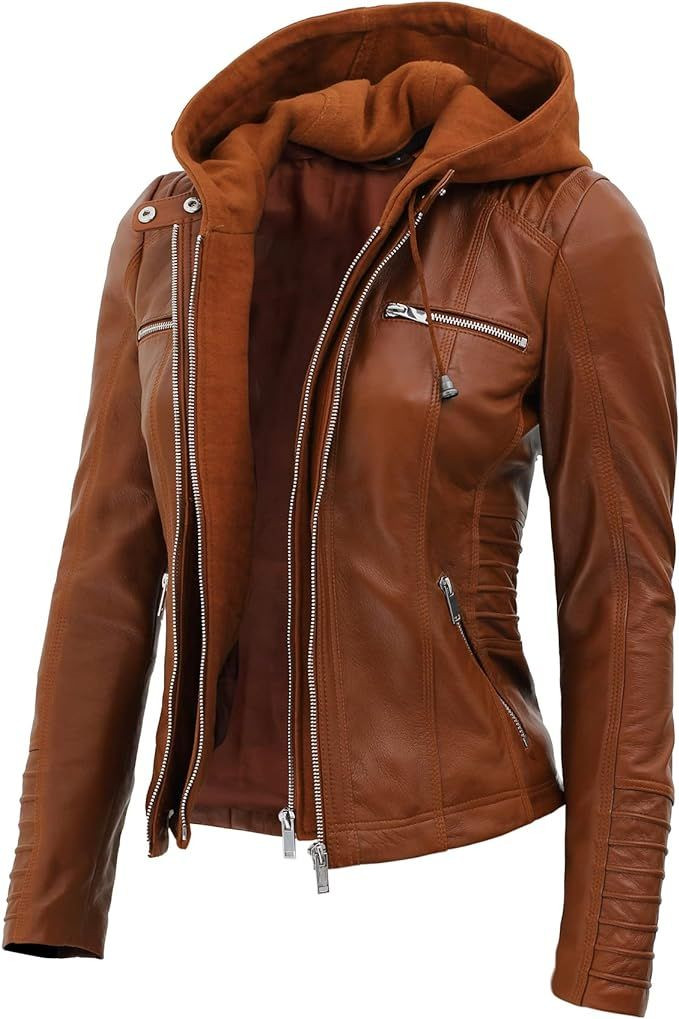 Womens Leather Hoodie jacket
